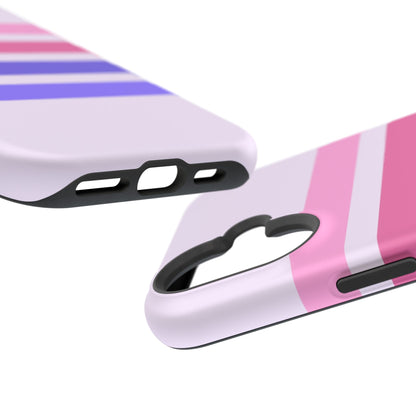 Lavender Love Striped – iPhone 16, 15, 14, 13 – MagSafe Magnetic Tough Case by HitStickers