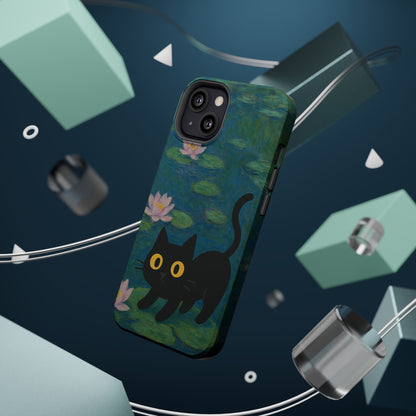 Water Lily Cat – Monet Inspired – iPhone 16, 15, 14, 13 – MagSafe Magnetic Tough Case by HitStickers