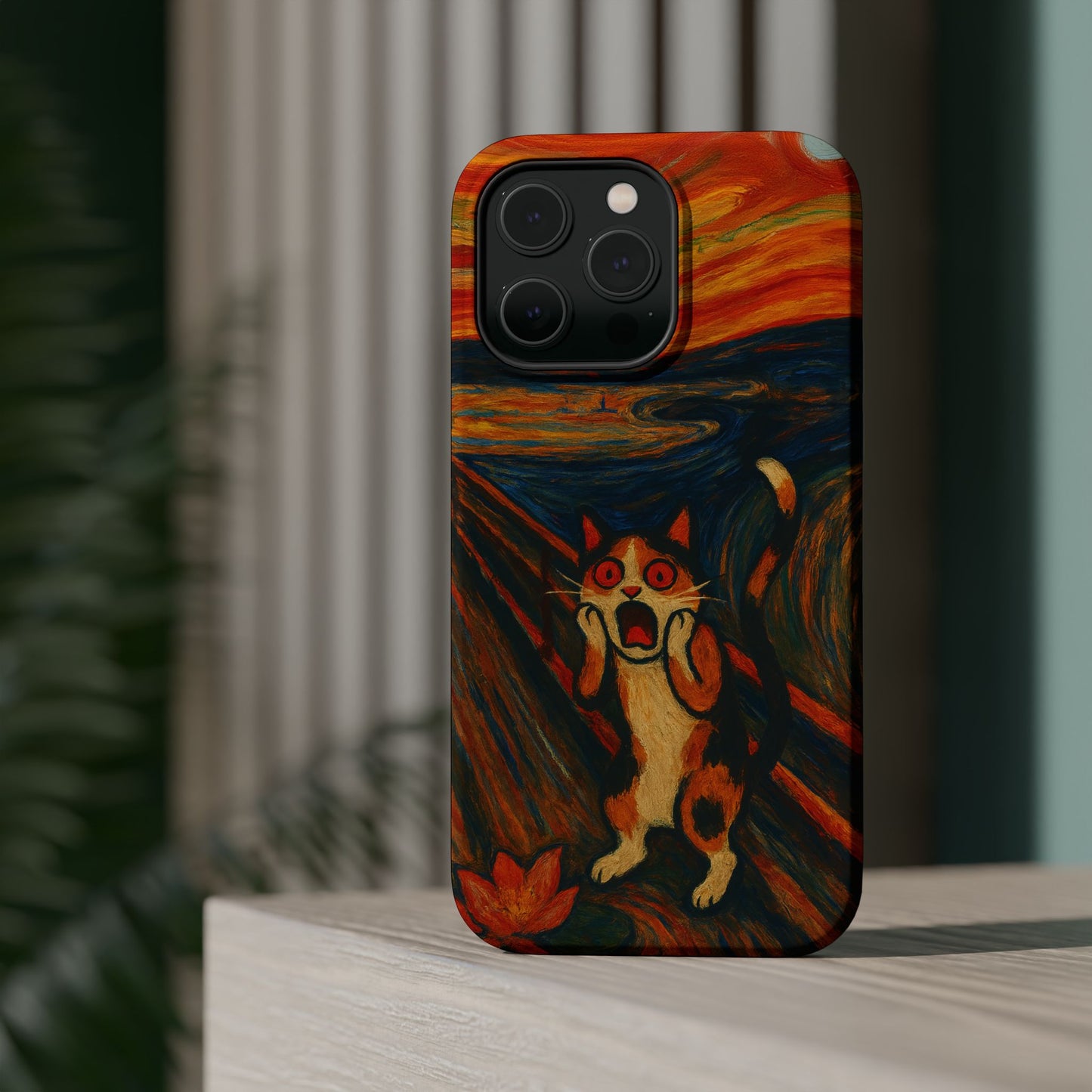 The Cat Scream – Munch Inspired – iPhone 16, 15, 14, 13 – MagSafe Magnetic Tough Case by HitStickers