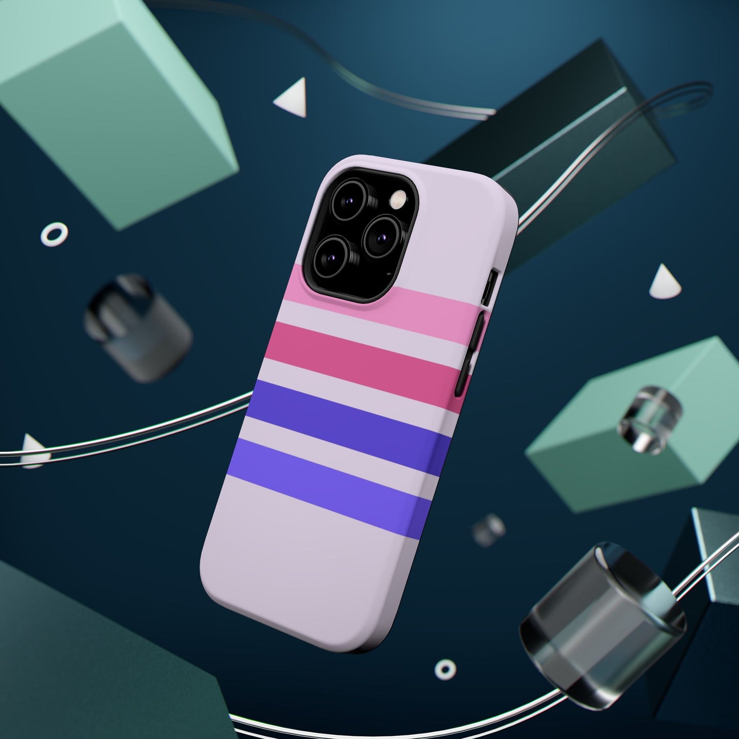 Lavender Love Striped – iPhone 16, 15, 14, 13 – MagSafe Magnetic Tough Case by HitStickers