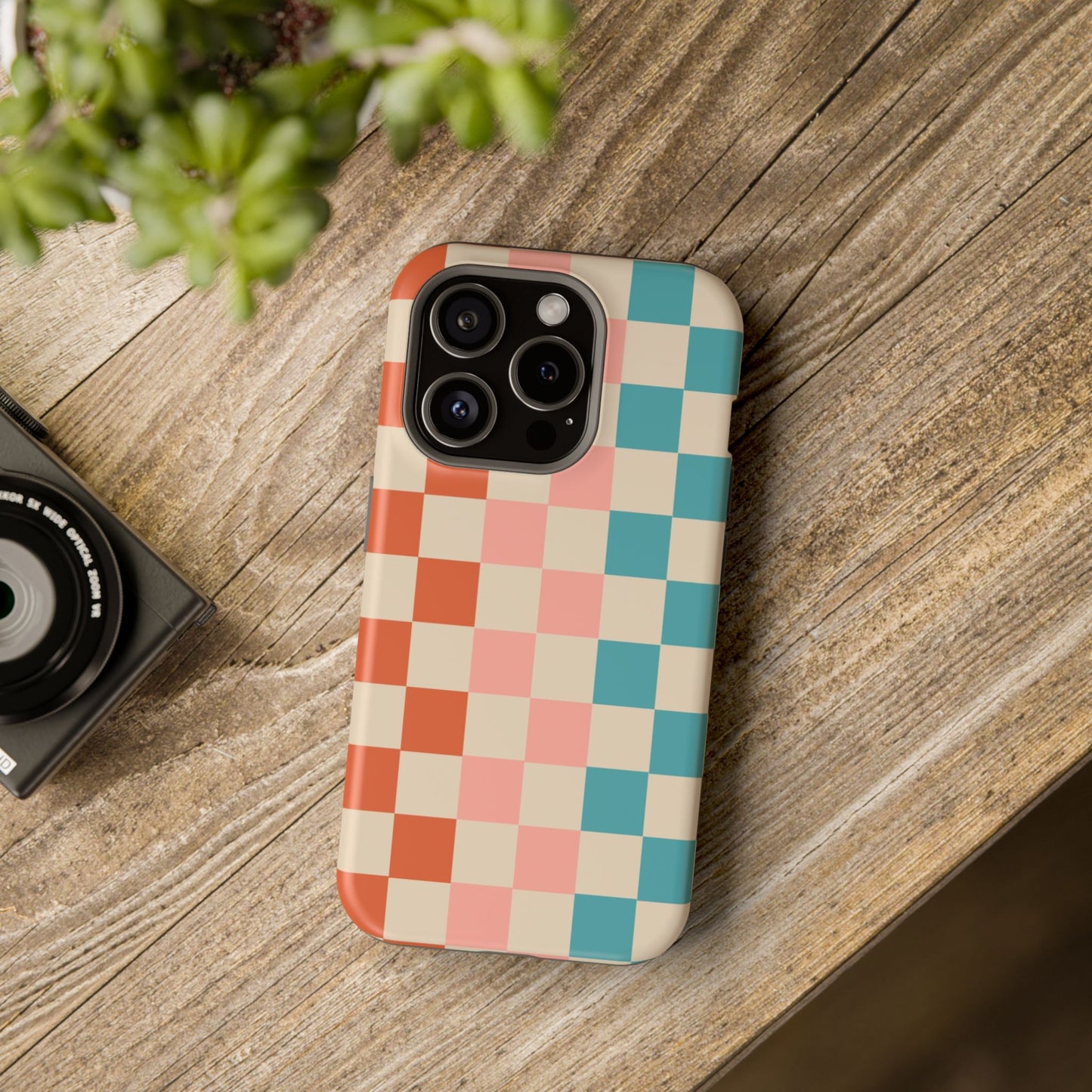 Retro Check Pop – iPhone 16, 15, 14, 13 – MagSafe Magnetic Tough Case by HitStickers