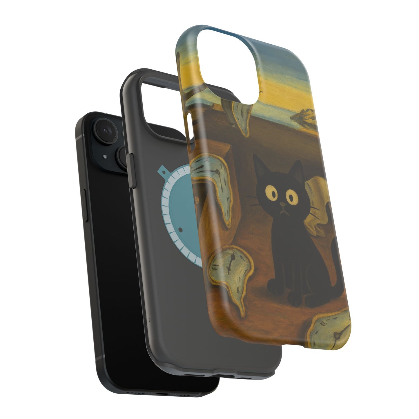 The Cat of Melting Time – Dalí Inspired – iPhone 16, 15, 14, 13 – MagSafe Magnetic Tough Case by HitStickers
