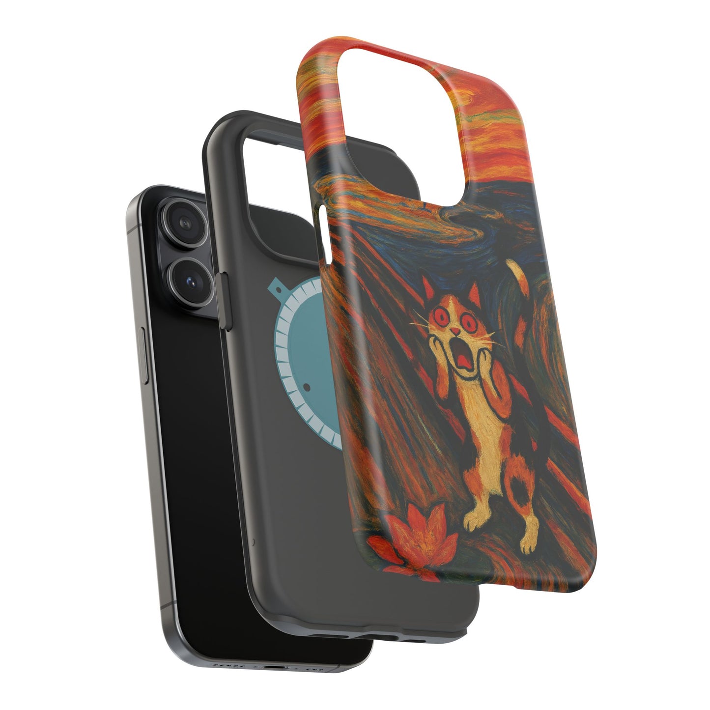The Cat Scream – Munch Inspired – iPhone 16, 15, 14, 13 – MagSafe Magnetic Tough Case by HitStickers