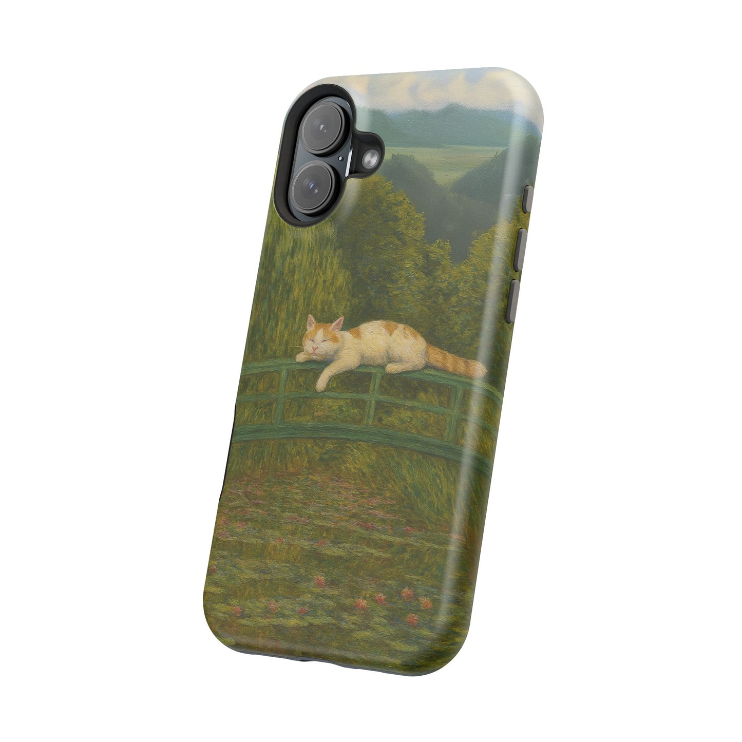 Sleeping Cat on the Japanese Bridge – Monet Inspired – iPhone 16, 15, 14, 13 – MagSafe Magnetic Tough Case by HitStickers