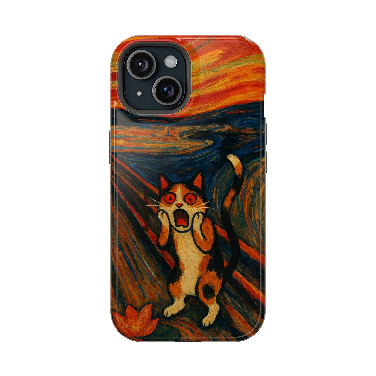 The Cat Scream – Munch Inspired – iPhone 16, 15, 14, 13 – MagSafe Magnetic Tough Case by HitStickers