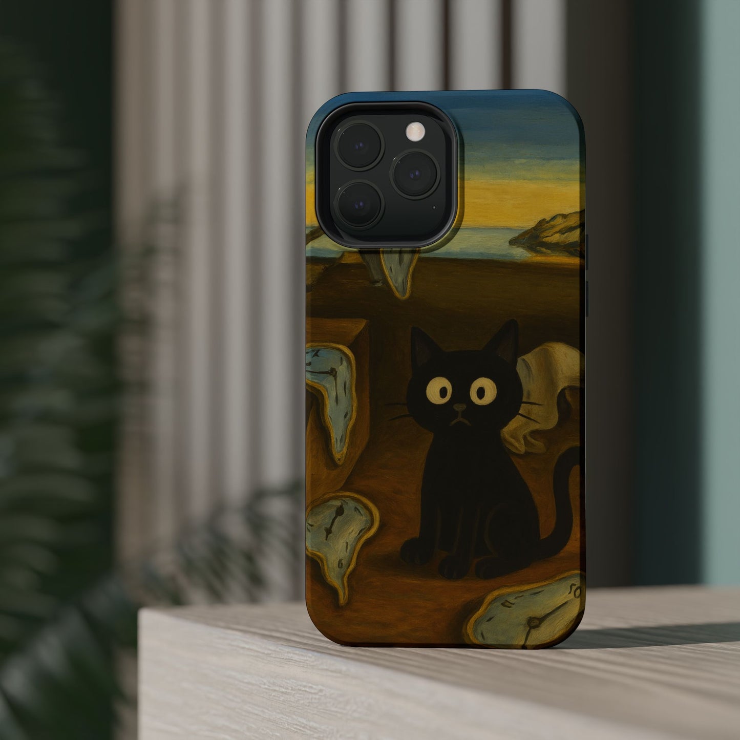 The Cat of Melting Time – Dalí Inspired – iPhone 16, 15, 14, 13 – MagSafe Magnetic Tough Case by HitStickers