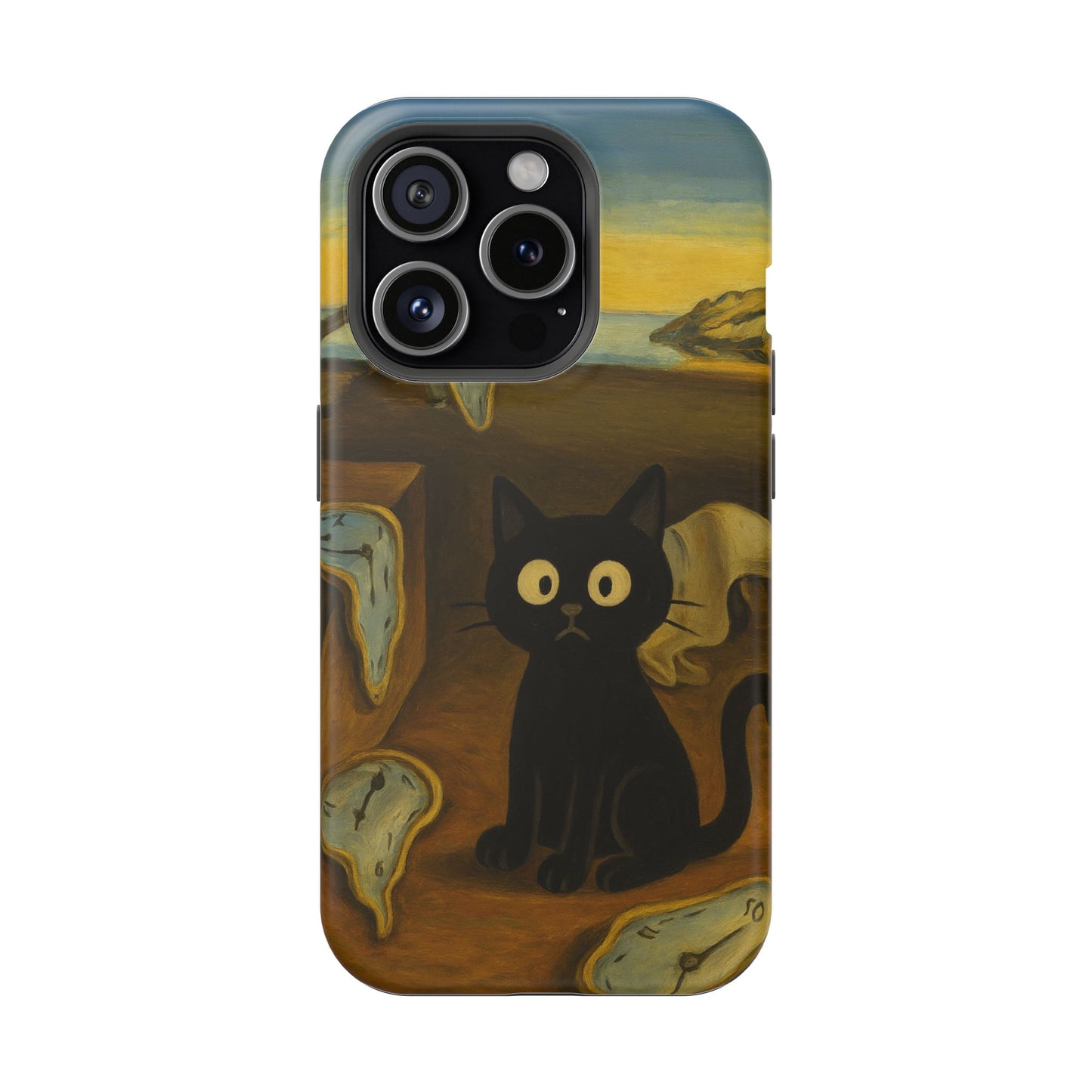 The Cat of Melting Time – Dalí Inspired – iPhone 16, 15, 14, 13 – MagSafe Magnetic Tough Case by HitStickers