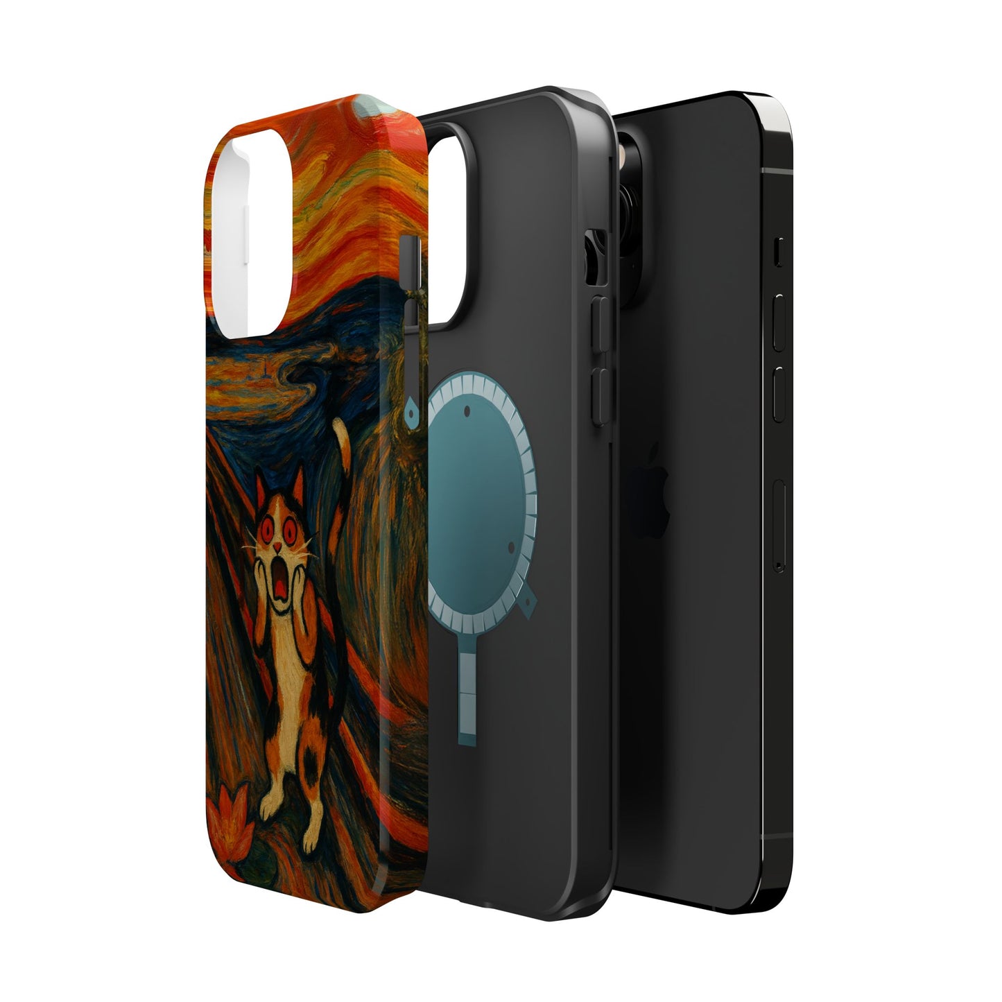 The Cat Scream – Munch Inspired – iPhone 16, 15, 14, 13 – MagSafe Magnetic Tough Case by HitStickers