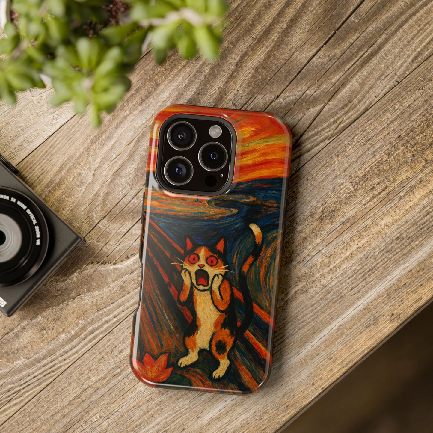 The Cat Scream – Munch Inspired – iPhone 16, 15, 14, 13 – MagSafe Magnetic Tough Case by HitStickers