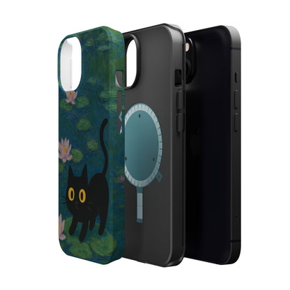 Water Lily Cat – Monet Inspired – iPhone 16, 15, 14, 13 – MagSafe Magnetic Tough Case by HitStickers
