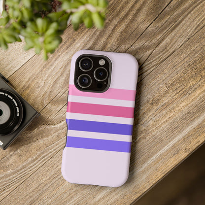 Lavender Love Striped – iPhone 16, 15, 14, 13 – MagSafe Magnetic Tough Case by HitStickers