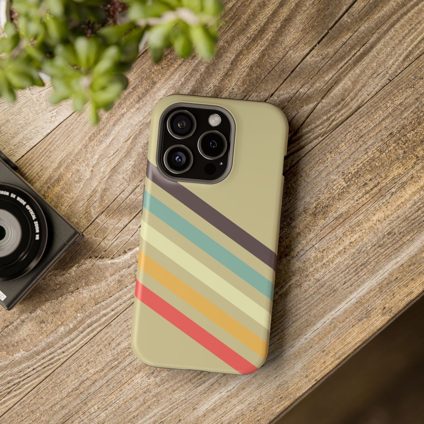 Retro Striped Case for iPhone 16, 15, 14, 13 - MagSafe Magnetic Tough Case by HitStickers