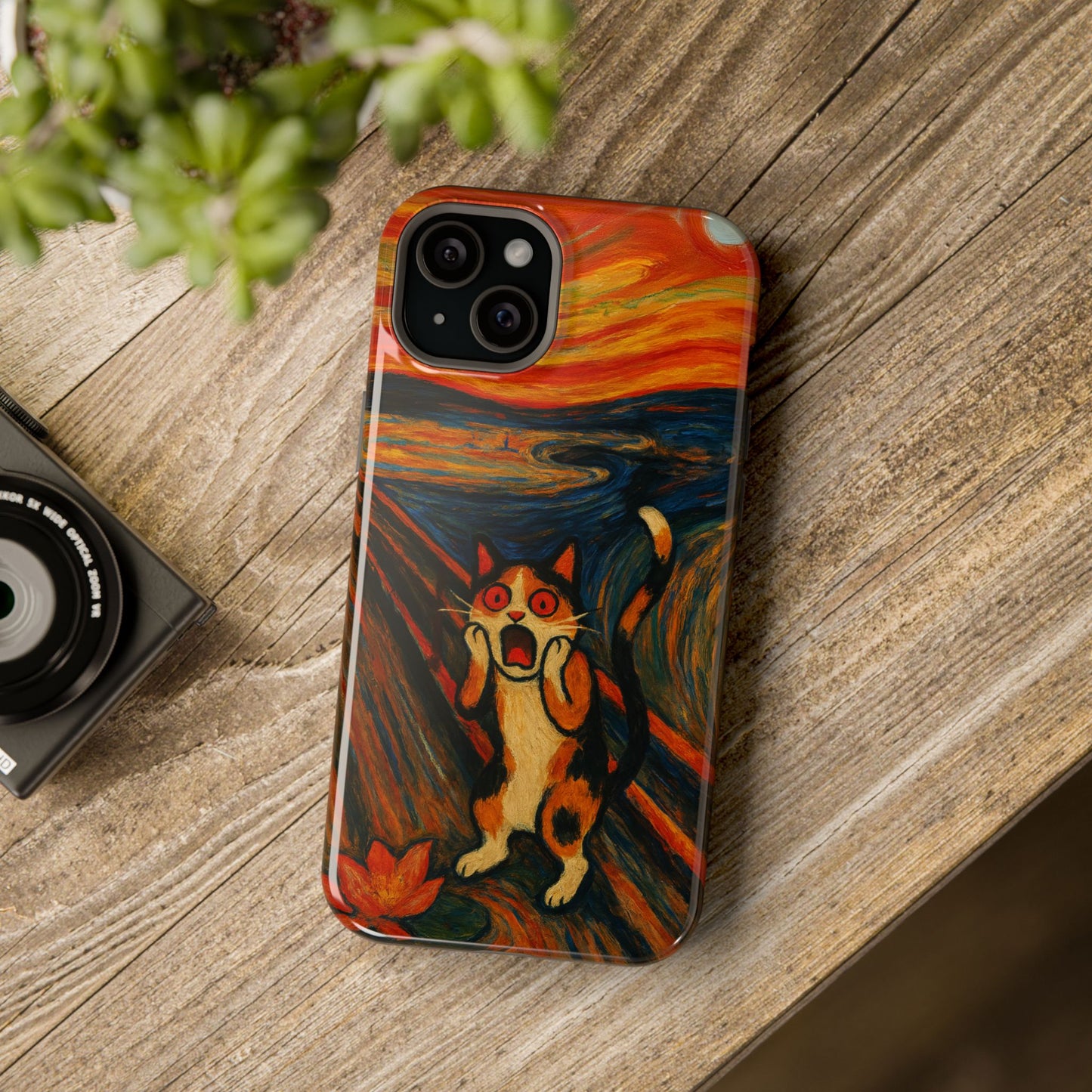 The Cat Scream – Munch Inspired – iPhone 16, 15, 14, 13 – MagSafe Magnetic Tough Case by HitStickers