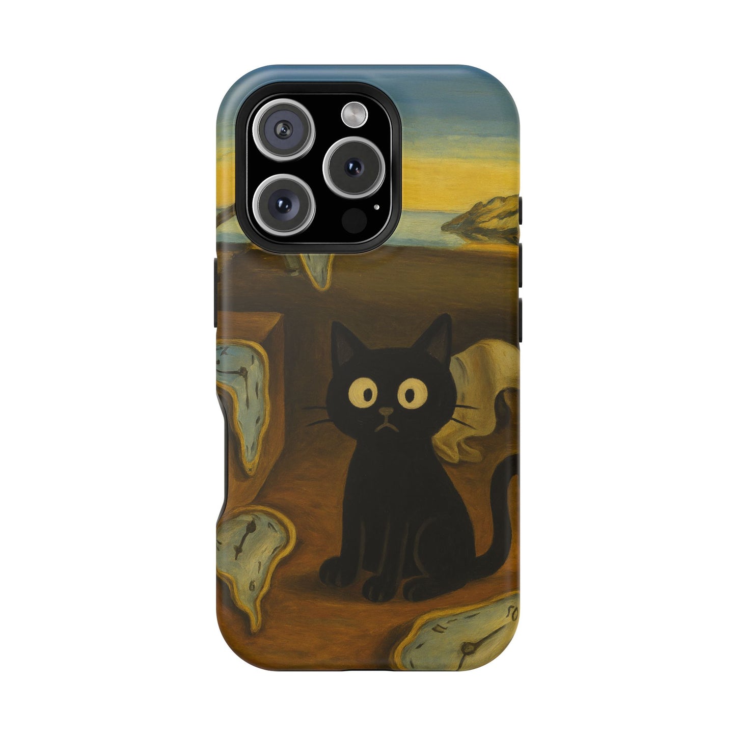 The Cat of Melting Time – Dalí Inspired – iPhone 16, 15, 14, 13 – MagSafe Magnetic Tough Case by HitStickers