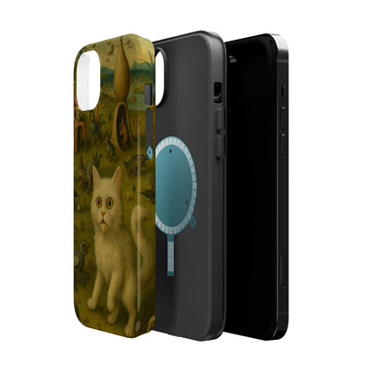 Garden of Cat Delights – Bosch Inspired – iPhone 16, 15, 14, 13 – MagSafe Magnetic Tough Case by HitStickers