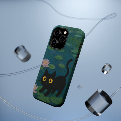Water Lily Cat – Monet Inspired – iPhone 16, 15, 14, 13 – MagSafe Magnetic Tough Case by HitStickers