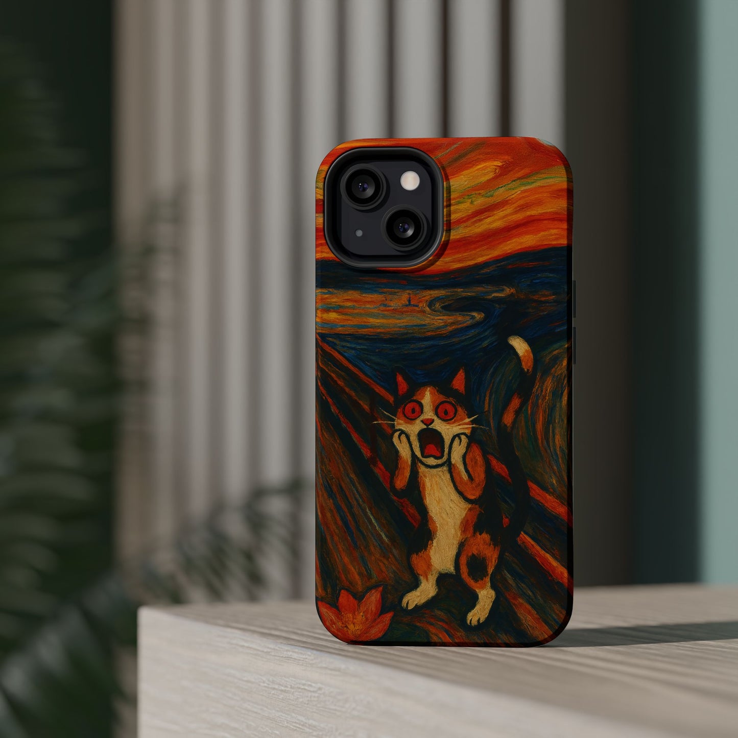 The Cat Scream – Munch Inspired – iPhone 16, 15, 14, 13 – MagSafe Magnetic Tough Case by HitStickers