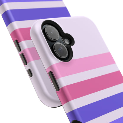 Lavender Love Striped – iPhone 16, 15, 14, 13 – MagSafe Magnetic Tough Case by HitStickers