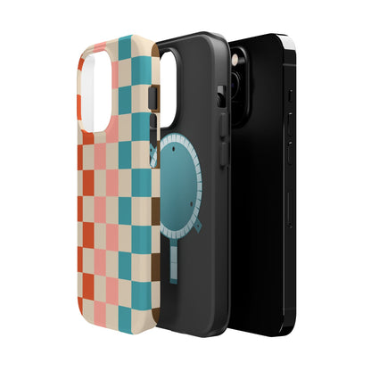 Retro Check Pop – iPhone 16, 15, 14, 13 – MagSafe Magnetic Tough Case by HitStickers