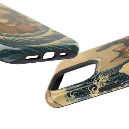 The Great Wave Cat – Hokusai Inspired – iPhone 16, 15, 14, 13 – MagSafe Magnetic Tough Case by HitStickers