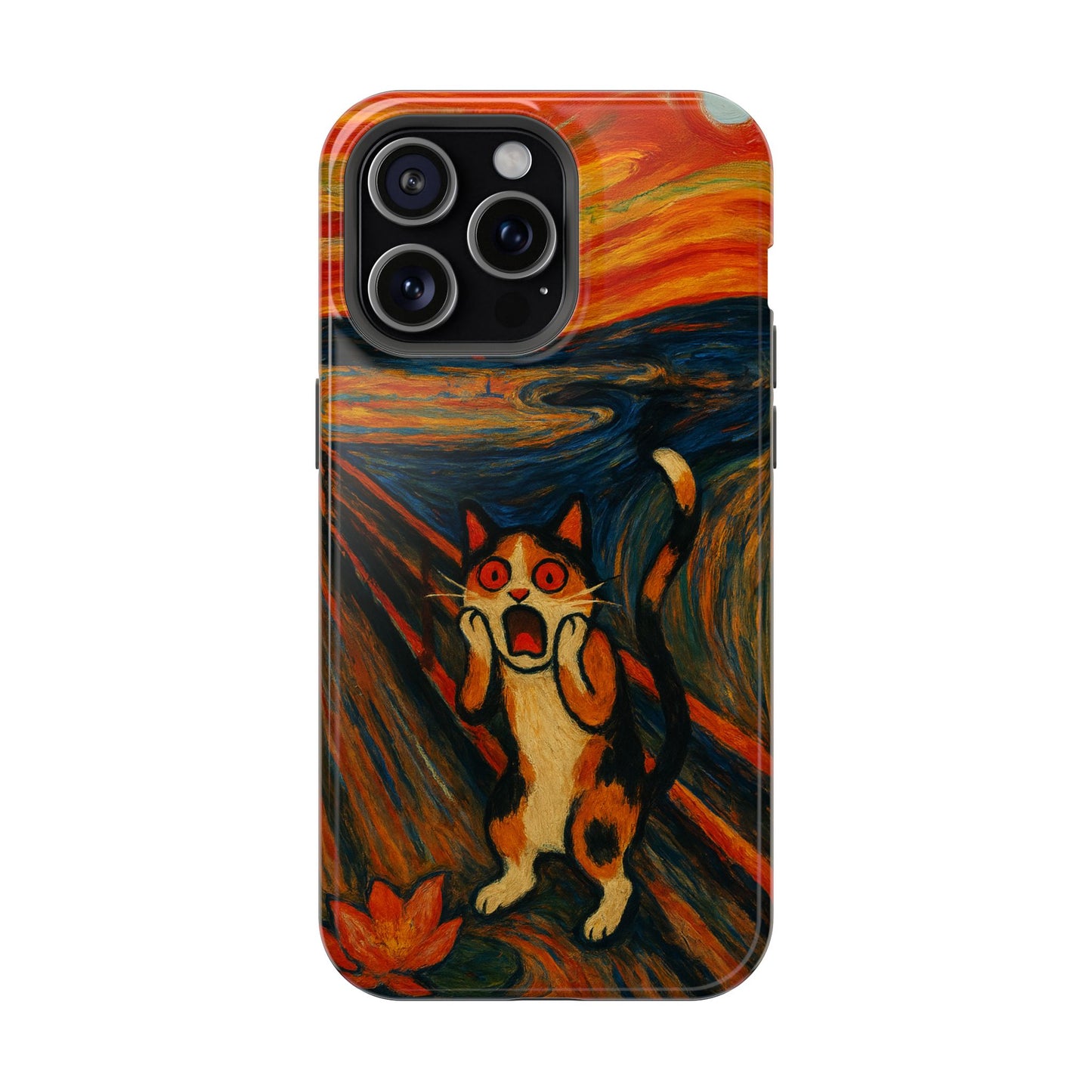 The Cat Scream – Munch Inspired – iPhone 16, 15, 14, 13 – MagSafe Magnetic Tough Case by HitStickers
