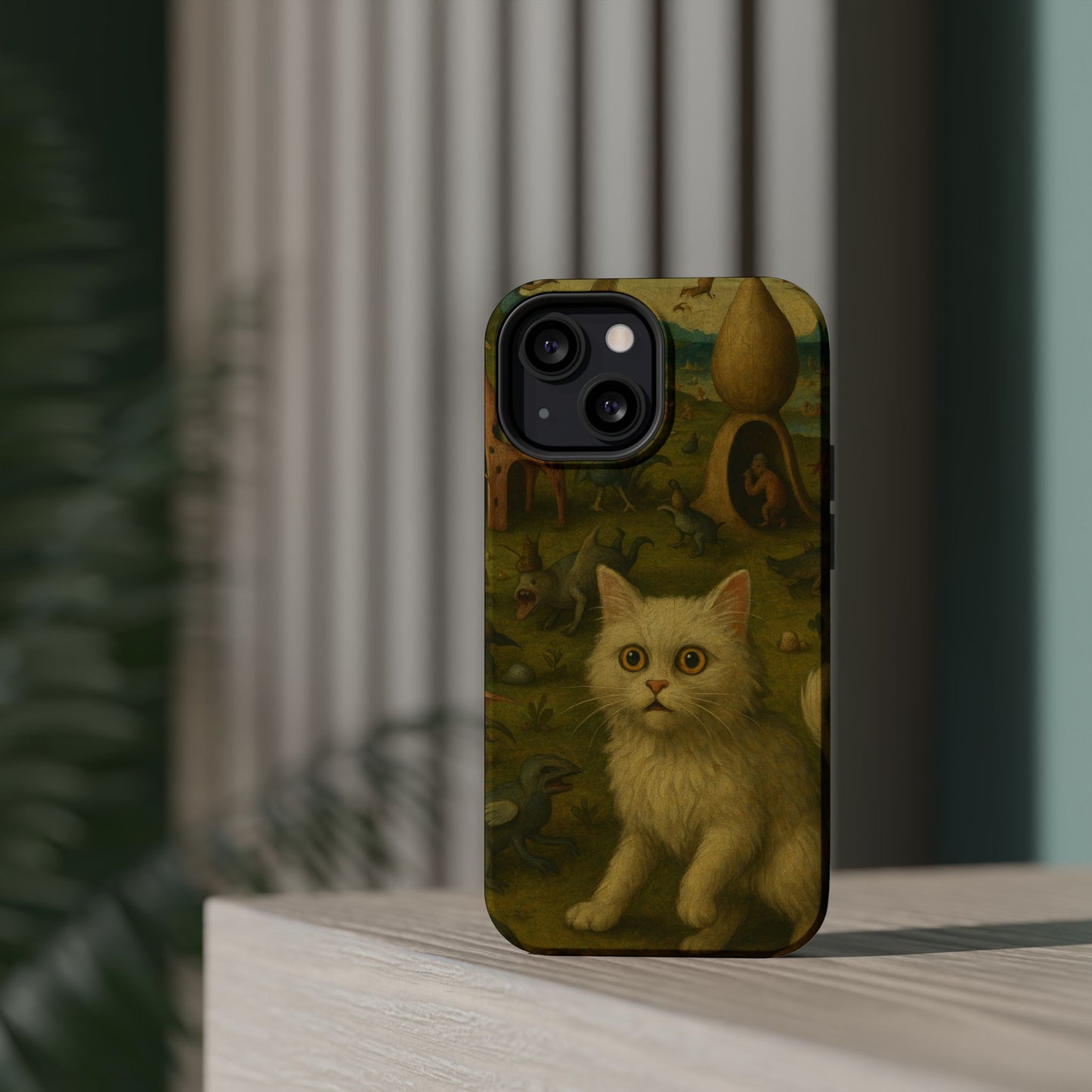 Garden of Cat Delights – Bosch Inspired – iPhone 16, 15, 14, 13 – MagSafe Magnetic Tough Case by HitStickers
