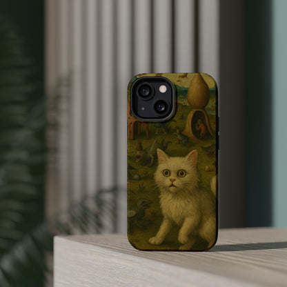 Garden of Cat Delights – Bosch Inspired – iPhone 16, 15, 14, 13 – MagSafe Magnetic Tough Case by HitStickers