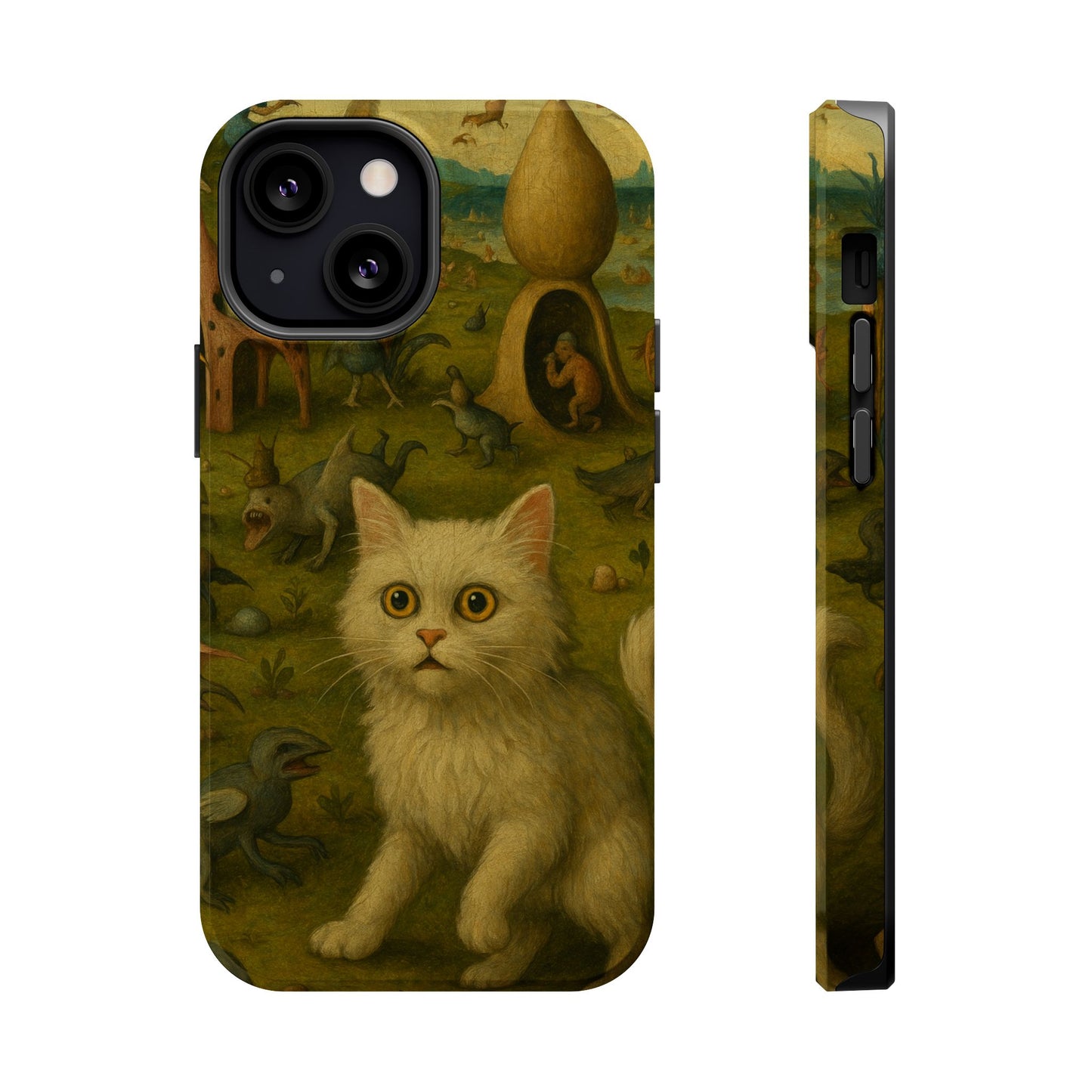 Garden of Cat Delights – Bosch Inspired – iPhone 16, 15, 14, 13 – MagSafe Magnetic Tough Case by HitStickers
