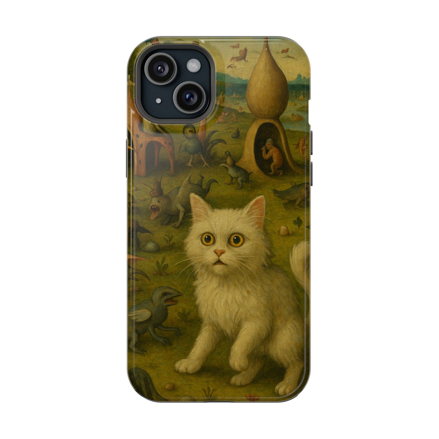 Garden of Cat Delights – Bosch Inspired – iPhone 16, 15, 14, 13 – MagSafe Magnetic Tough Case by HitStickers