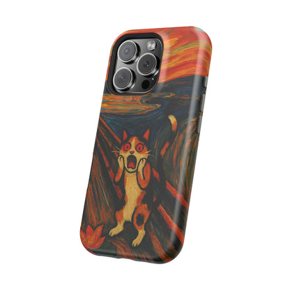 The Cat Scream – Munch Inspired – iPhone 16, 15, 14, 13 – MagSafe Magnetic Tough Case by HitStickers
