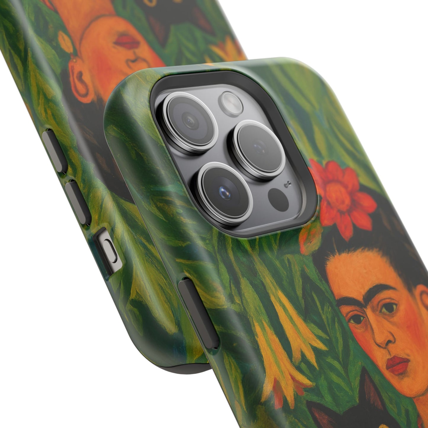 Frida & the Black Cat – Kahlo Inspired – iPhone 16, 15, 14, 13 – MagSafe Magnetic Tough Case by HitStickers