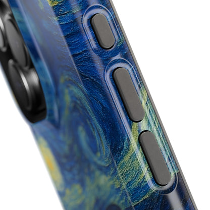Starry Night Cat – Van Gogh Inspired – iPhone 16, 15, 14, 13 – MagSafe Magnetic Tough Case by HitStickers