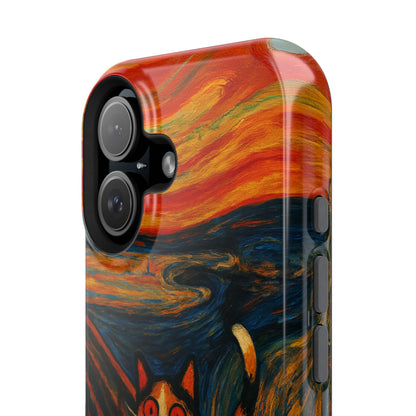 The Cat Scream – Munch Inspired – iPhone 16, 15, 14, 13 – MagSafe Magnetic Tough Case by HitStickers