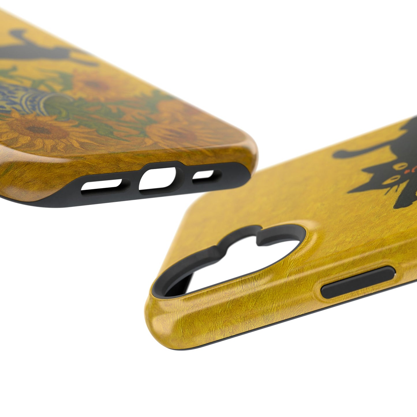 Mischievous Cat & Sunflowers – Van Gogh Inspired – iPhone 16, 15, 14, 13 – MagSafe Magnetic Tough Case by HitStickers