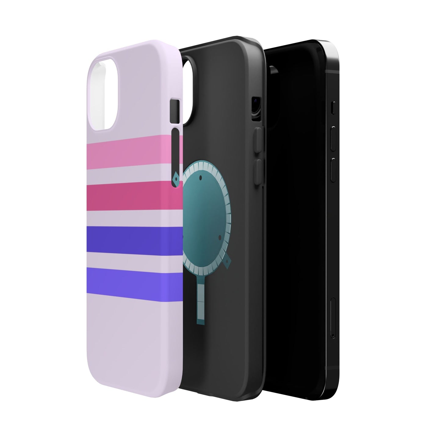 Lavender Love Striped – iPhone 16, 15, 14, 13 – MagSafe Magnetic Tough Case by HitStickers
