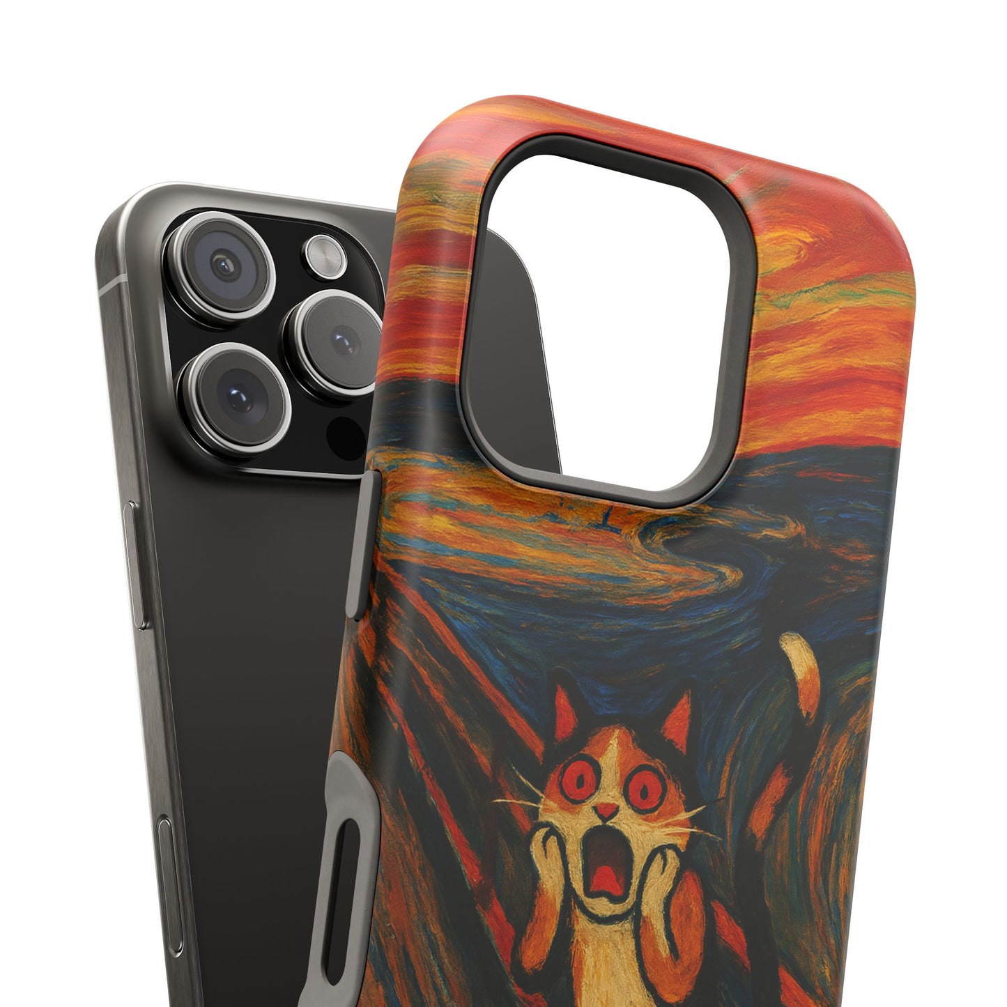 The Cat Scream – Munch Inspired – iPhone 16, 15, 14, 13 – MagSafe Magnetic Tough Case by HitStickers