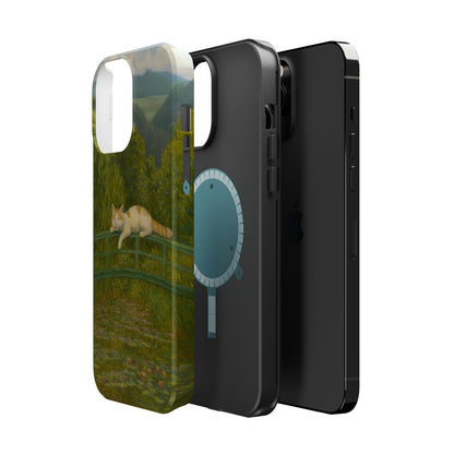 Sleeping Cat on the Japanese Bridge – Monet Inspired – iPhone 16, 15, 14, 13 – MagSafe Magnetic Tough Case by HitStickers