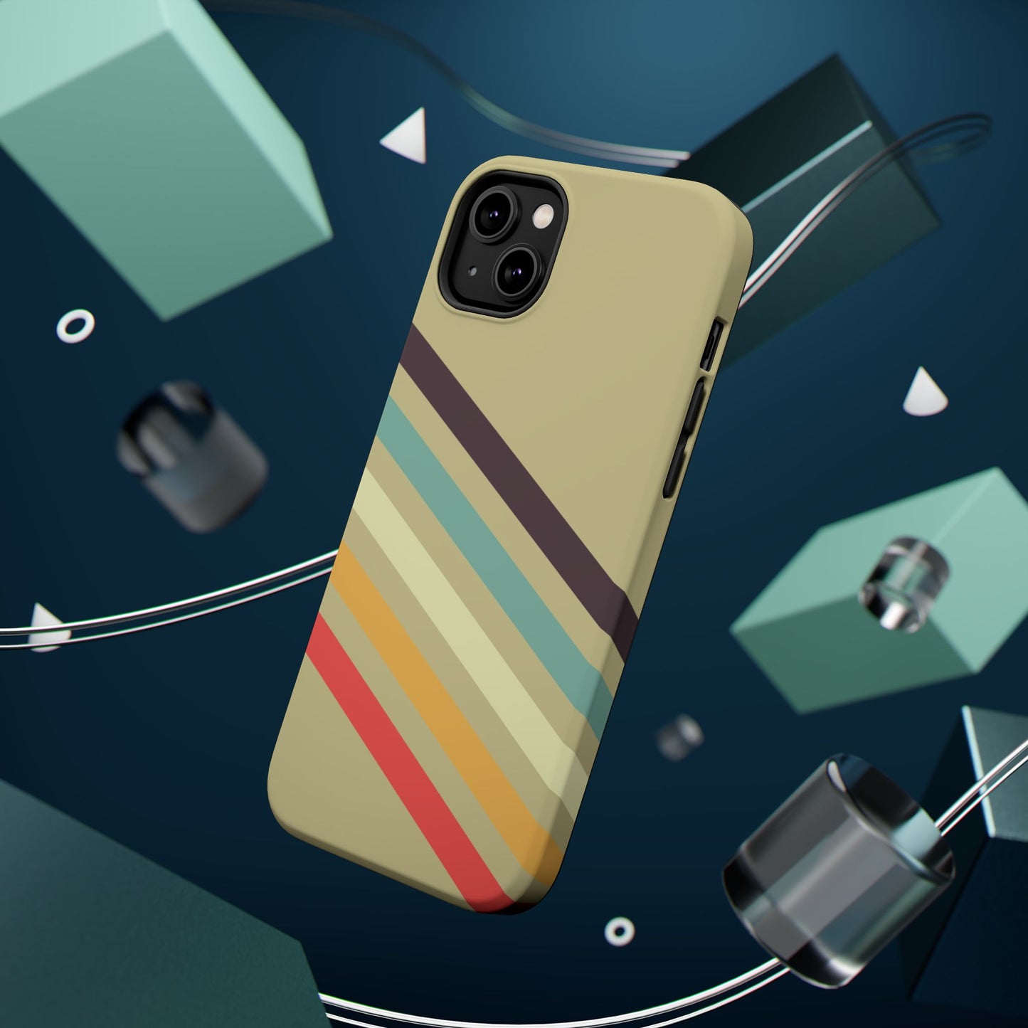 Retro Striped Case for iPhone 16, 15, 14, 13 - MagSafe Magnetic Tough Case by HitStickers