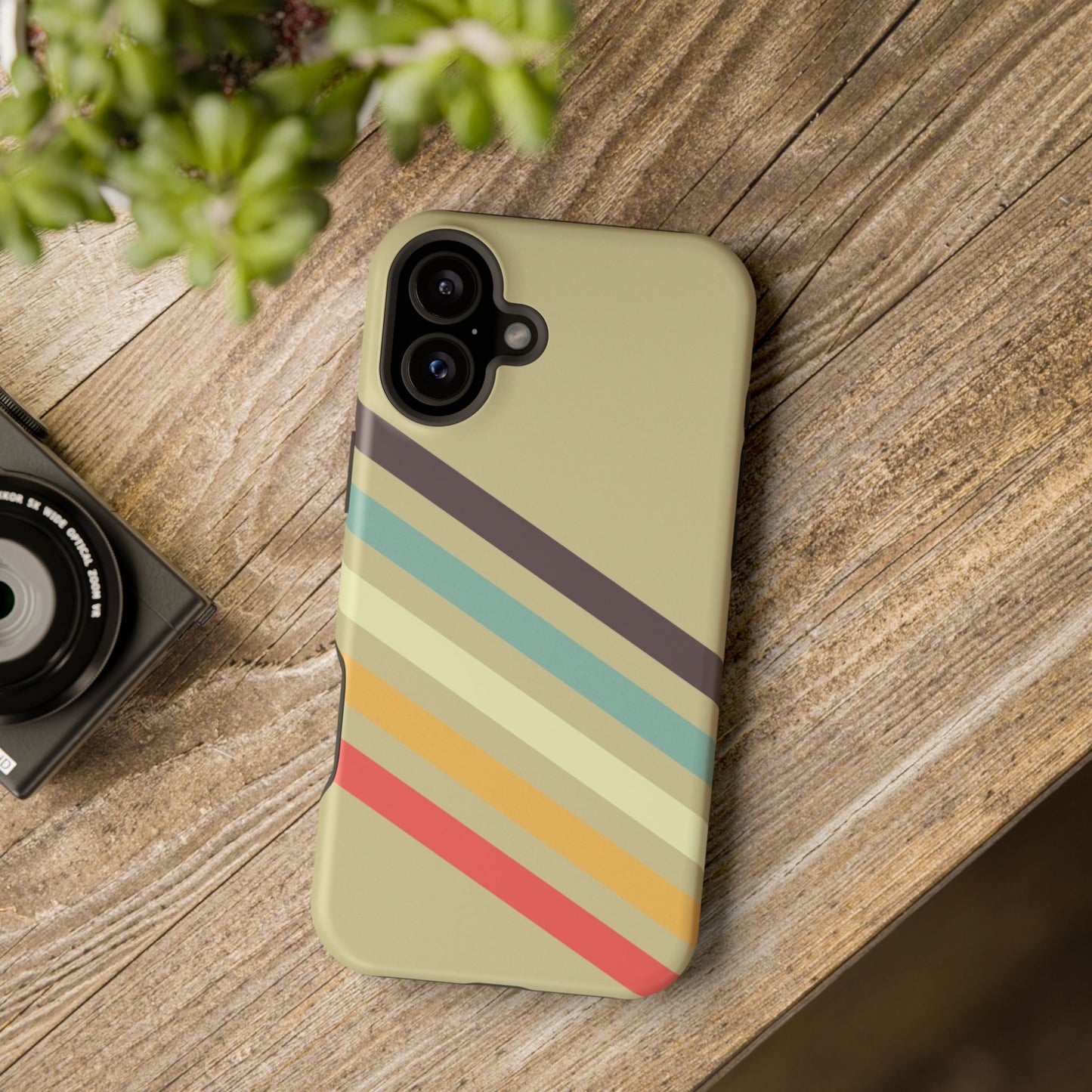 Retro Striped Case for iPhone 16, 15, 14, 13 - MagSafe Magnetic Tough Case by HitStickers
