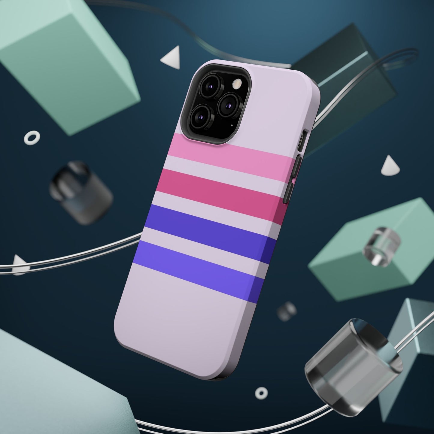 Lavender Love Striped – iPhone 16, 15, 14, 13 – MagSafe Magnetic Tough Case by HitStickers