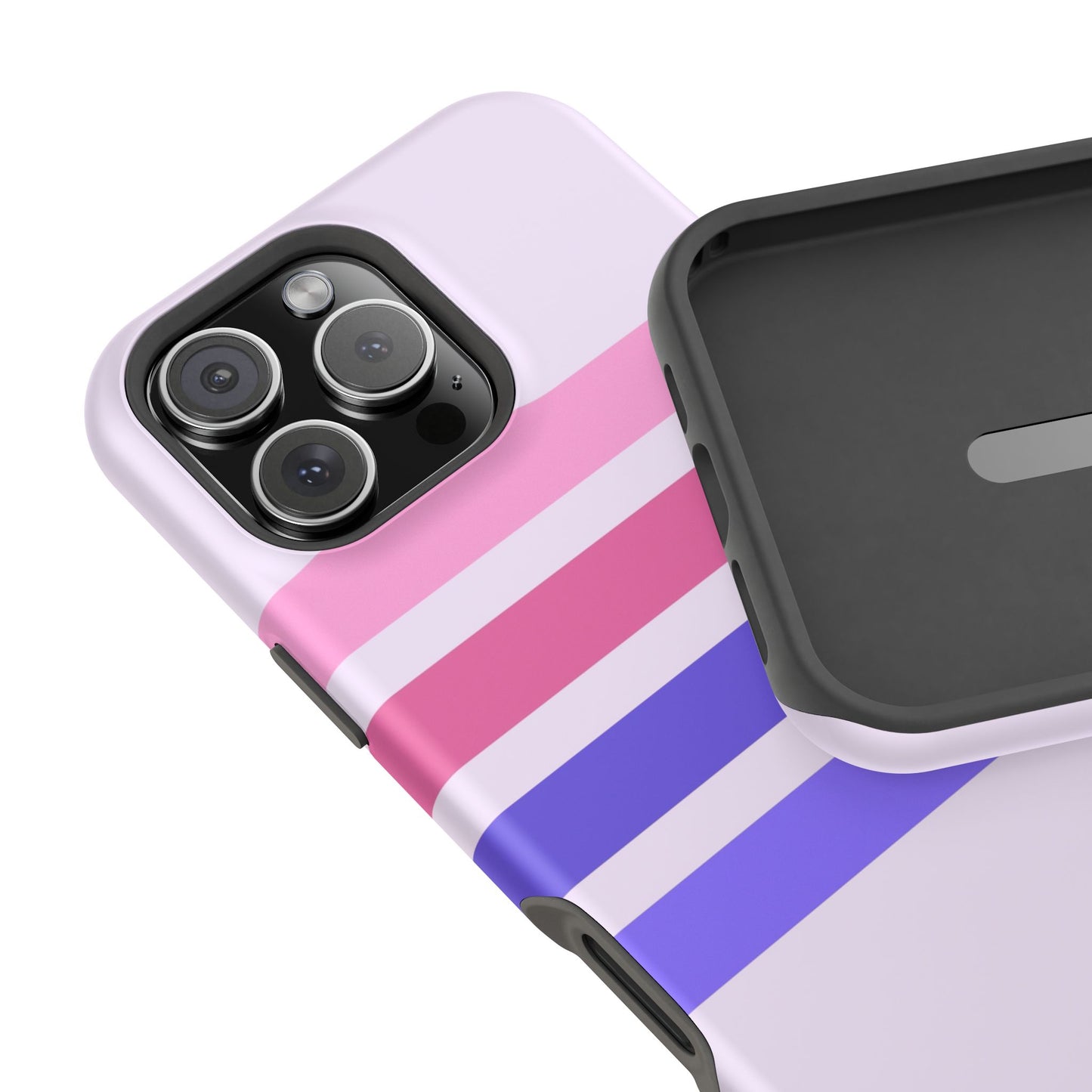 Lavender Love Striped – iPhone 16, 15, 14, 13 – MagSafe Magnetic Tough Case by HitStickers