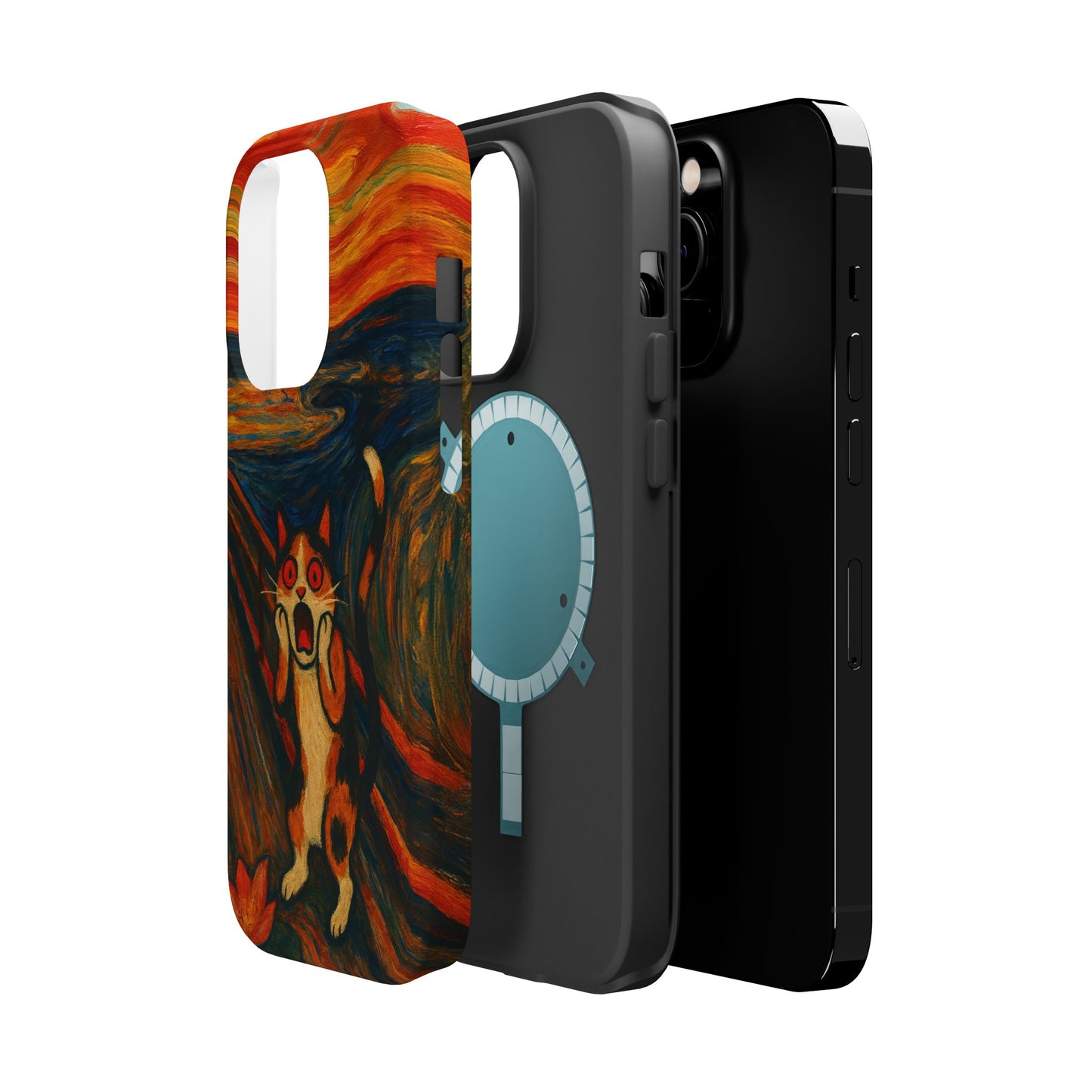 The Cat Scream – Munch Inspired – iPhone 16, 15, 14, 13 – MagSafe Magnetic Tough Case by HitStickers