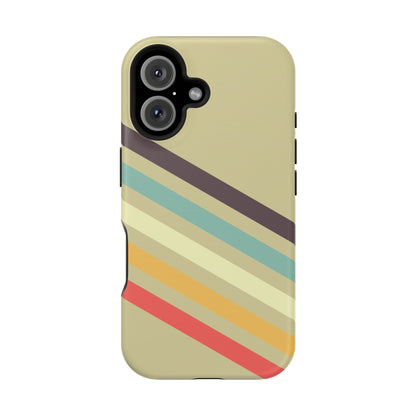 Retro Striped Case for iPhone 16, 15, 14, 13 - MagSafe Magnetic Tough Case by HitStickers