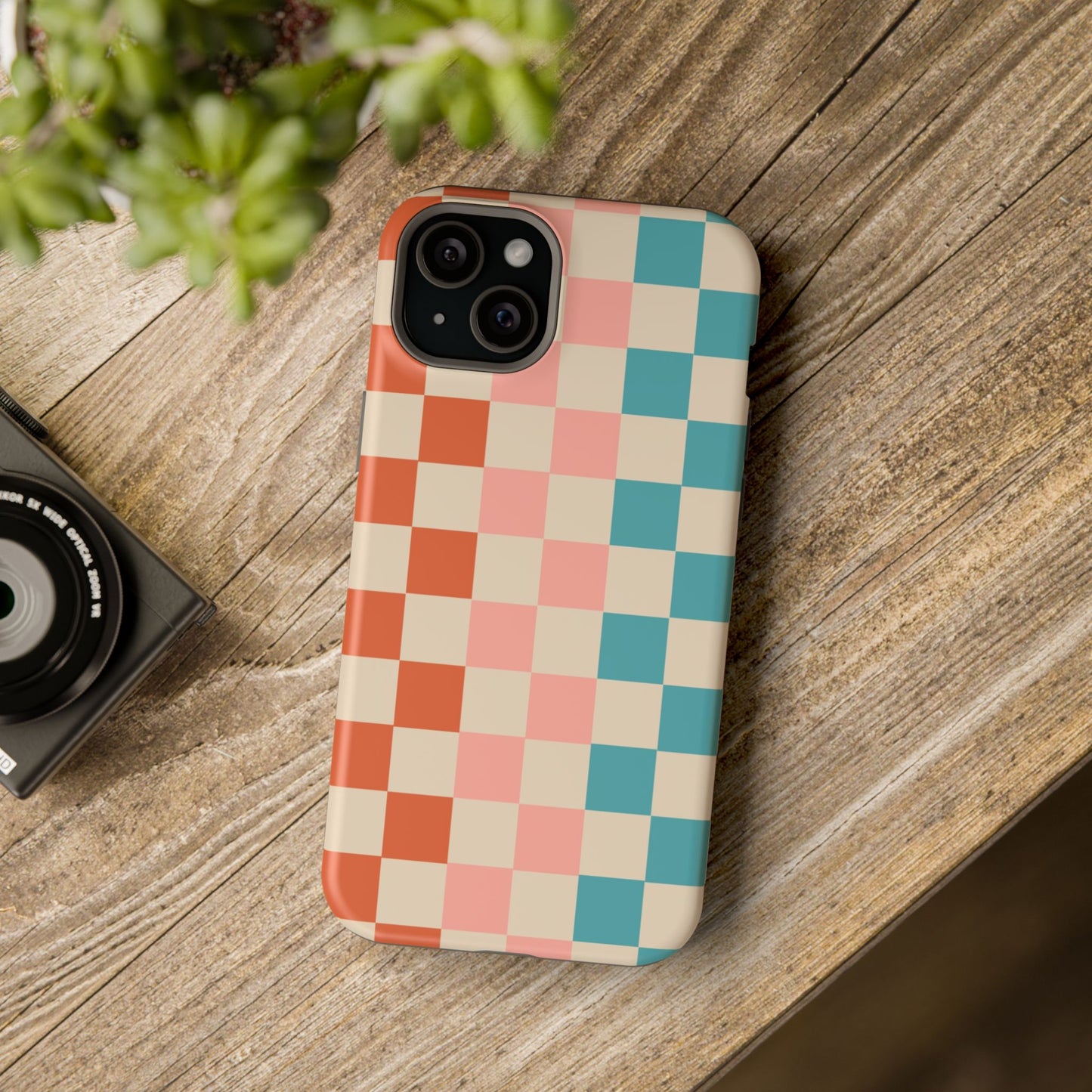 Retro Check Pop – iPhone 16, 15, 14, 13 – MagSafe Magnetic Tough Case by HitStickers