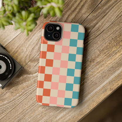 Retro Check Pop – iPhone 16, 15, 14, 13 – MagSafe Magnetic Tough Case by HitStickers