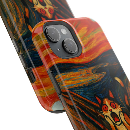 The Cat Scream – Munch Inspired – iPhone 16, 15, 14, 13 – MagSafe Magnetic Tough Case by HitStickers