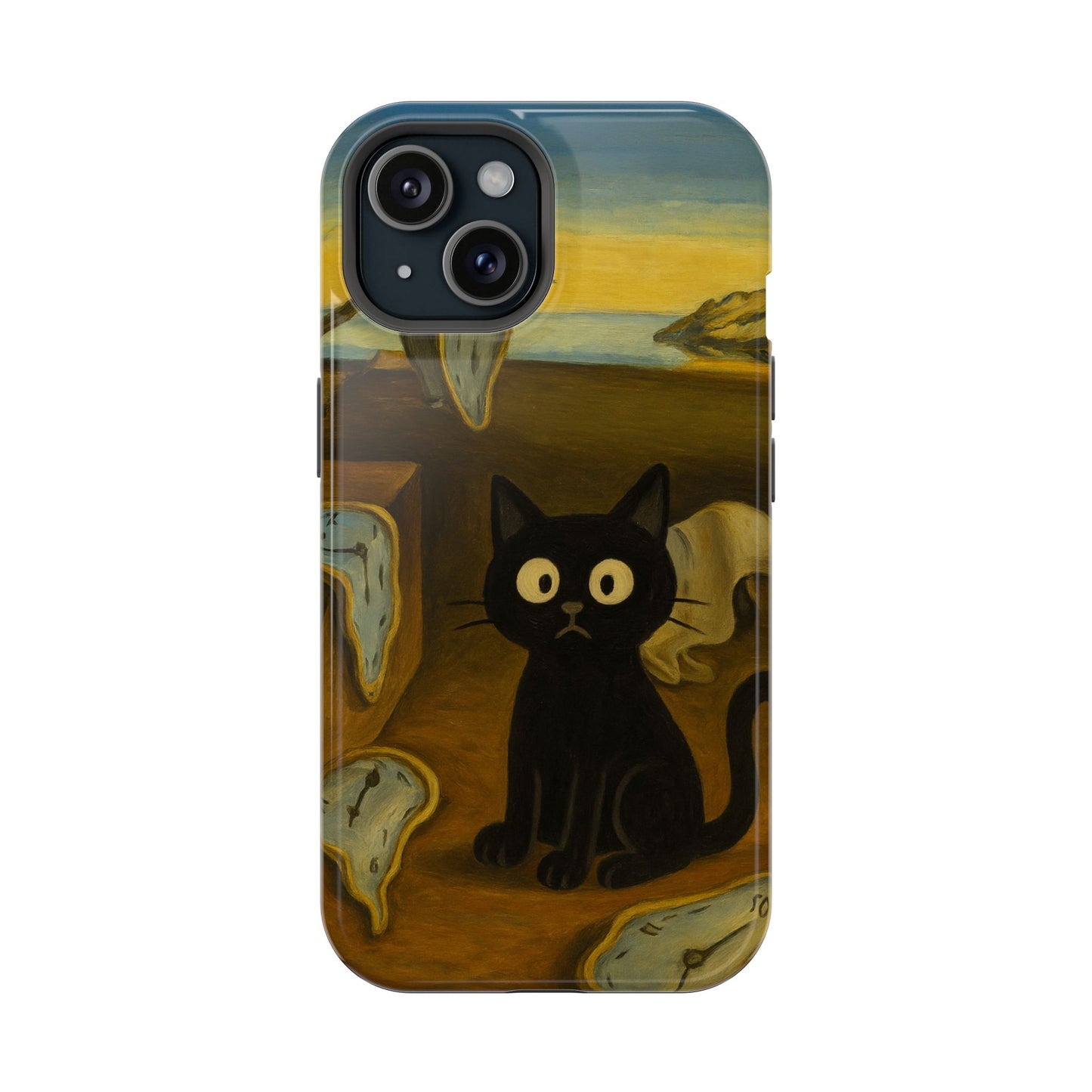 The Cat of Melting Time – Dalí Inspired – iPhone 16, 15, 14, 13 – MagSafe Magnetic Tough Case by HitStickers