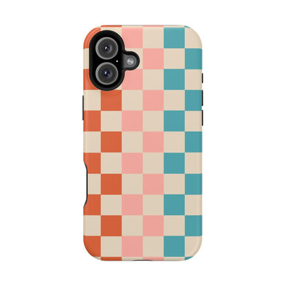 Retro Check Pop – iPhone 16, 15, 14, 13 – MagSafe Magnetic Tough Case by HitStickers