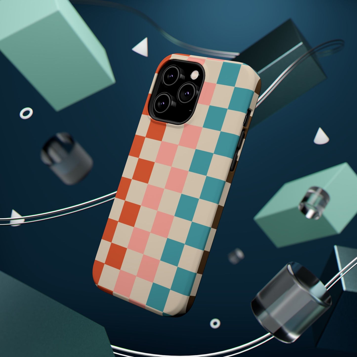 Retro Check Pop – iPhone 16, 15, 14, 13 – MagSafe Magnetic Tough Case by HitStickers