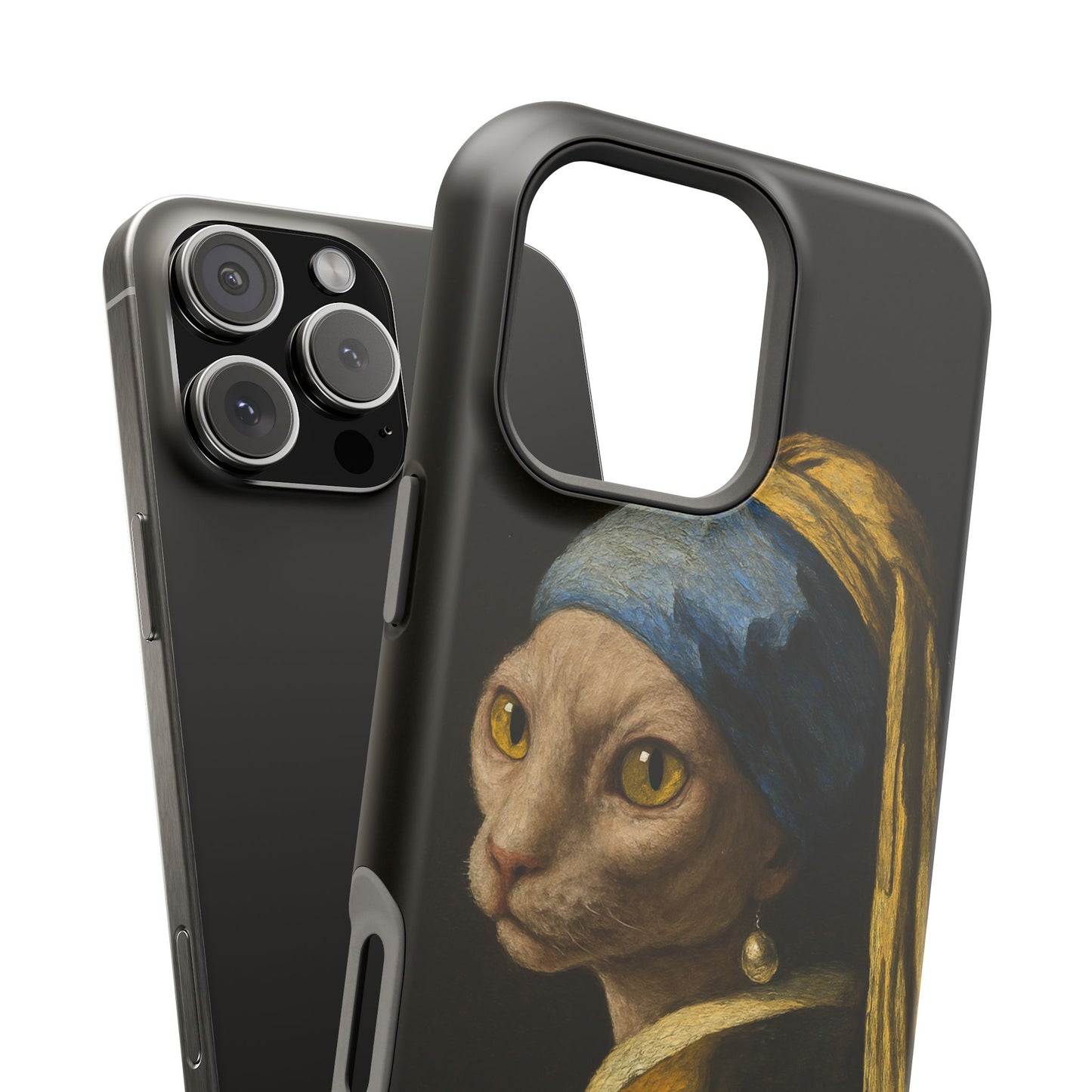 Cat with a Pearl Earring – Vermeer Inspired – iPhone 16, 15, 14, 13 – MagSafe Magnetic Tough Case by HitStickers